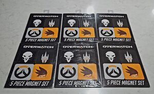 Lot Of 6 NEW Overwatch 5 Piece Magnet Set Reaper Tracer Reinhardt Logo NWT